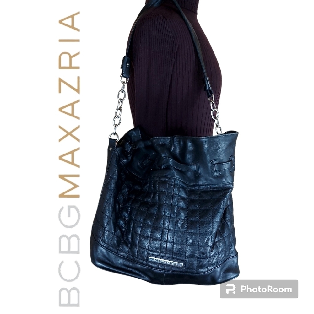 BCBGMaxAzria Black Quilted Leather Tote